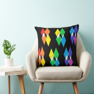 Rainbow Diamonds Throw Pillow