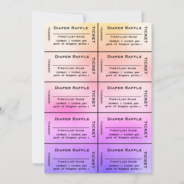 Rainbow Diaper Raffle Tickets Invitation (Front)
