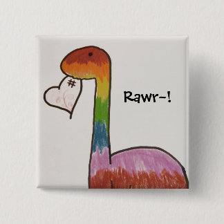 Rainbow dinosaur 2 inch square button