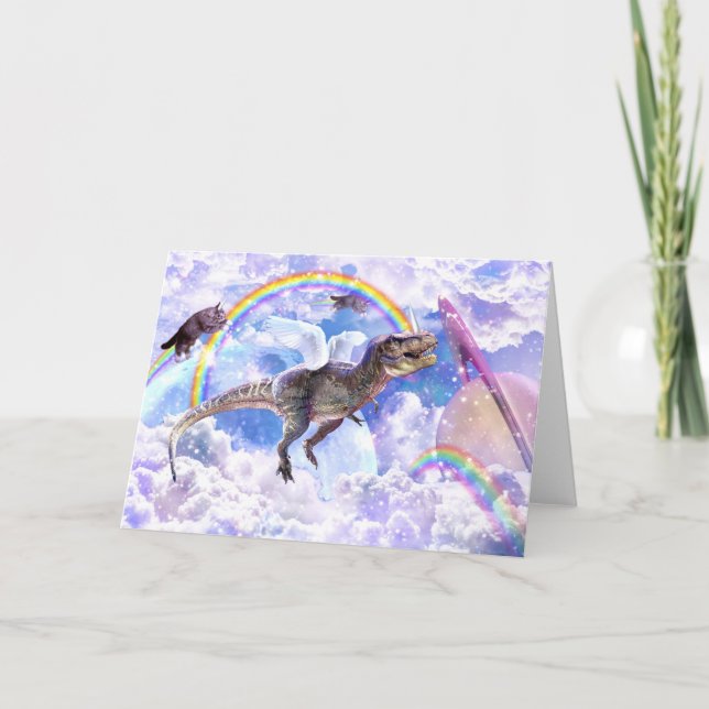 Rainbow dinosaur unicorn dinocorn                  card (Front)