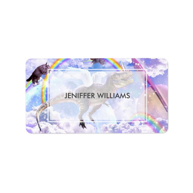 Rainbow dinosaur unicorn dinocorn                  label (Front)