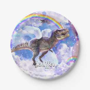 Rainbow dinosaur unicorn dinocorn                  paper plate