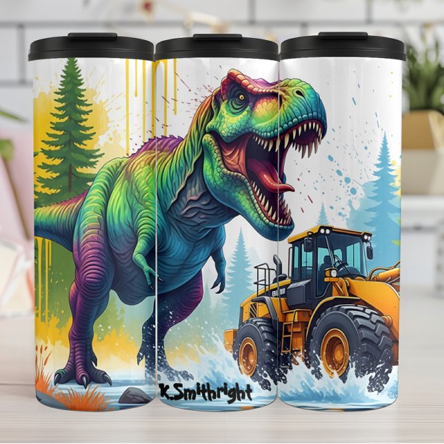 Rainbow Dinosaur Yellow Loader Clash Thermal Tumbler (Creator Uploaded)