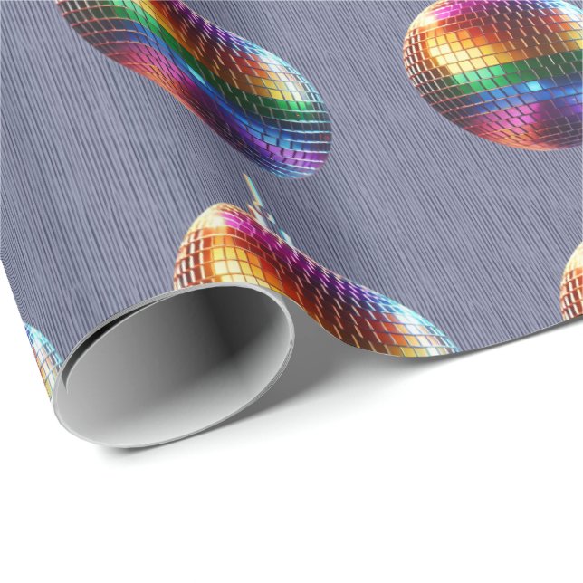 Rainbow Disco Ball Gift Wrap (Roll Corner)