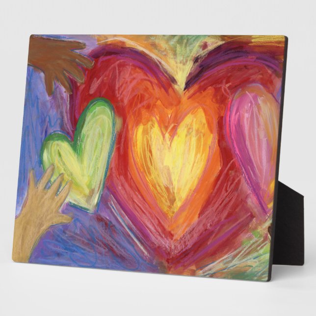 Rainbow Diversity Love Hearts Art DEI Plaque (Side)