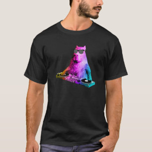 Rainbow Dj Capybara  House Music T-Shirt