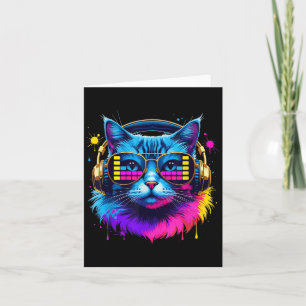Rainbow Dj Cat Music Lover For Cat Lover Cat Mom C Card