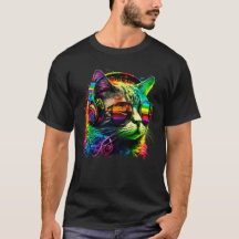 Rainbow Dj Cat With Headphones And Sunglasses