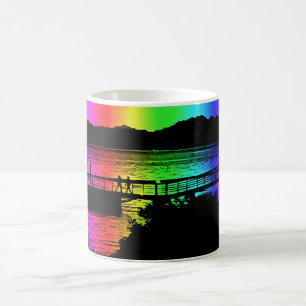 Rainbow Dock Silhouettes Cup and Mug