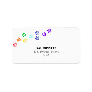 Rainbow Dog Paw Label