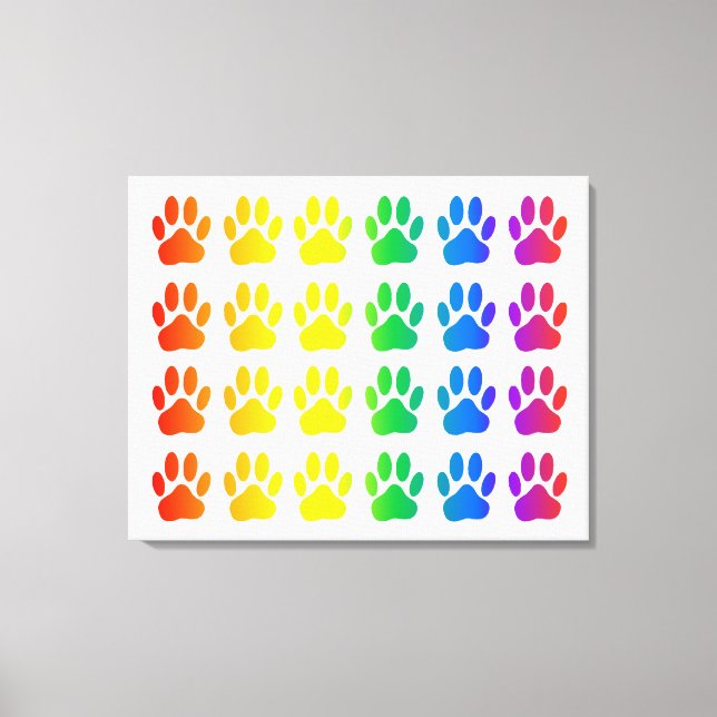 Rainbow Dog Pawprint Canvas Print (Front)