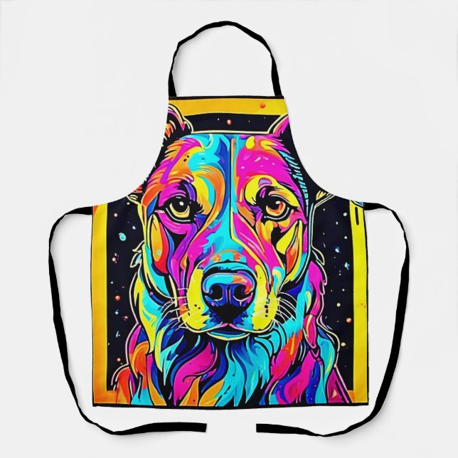 Rainbow Dog Portrait Art Apron (Front)