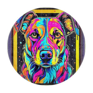 Rainbow Dog Portrait Art Cutting Board