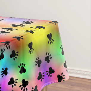 Rainbow Dog Prints Tablecloth