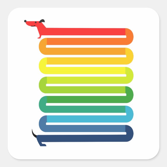 Rainbow Dog Square Sticker (Front)