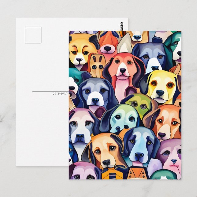 Rainbow Dogs, Postcrossing Postcard (Front/Back)