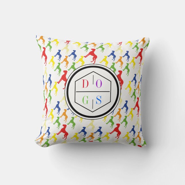 Rainbow dogs throw pillow (Front)