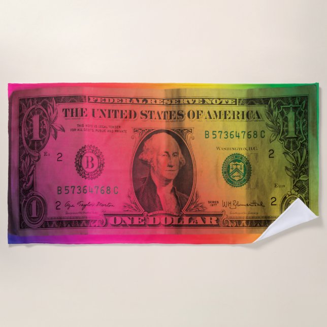 Rainbow dollar beach towel (Front)