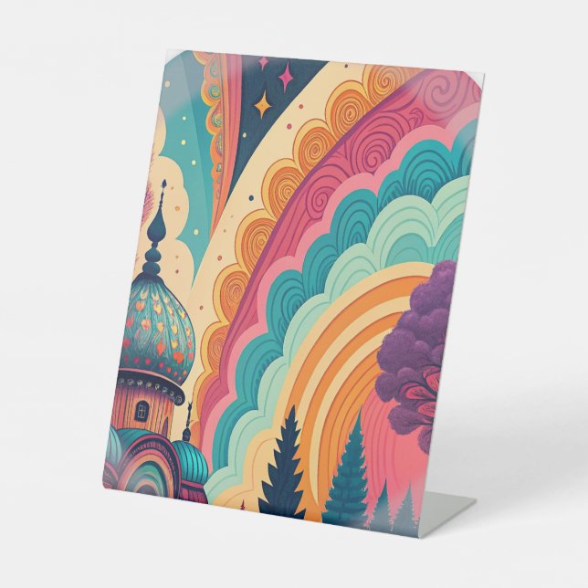 Rainbow Dome Pedestal Sign – Customizable (Front)