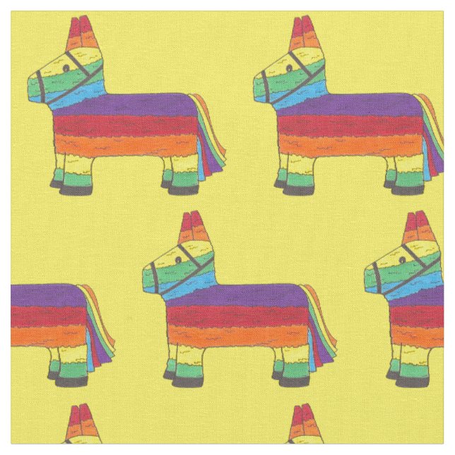 Rainbow Donkey Piñata Birthday Party Fiesta Pride Fabric (Close Up)