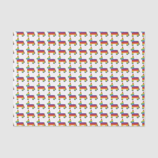 Rainbow Donkey Piñata Birthday Party Fiesta Pride Tissue Paper (Front)