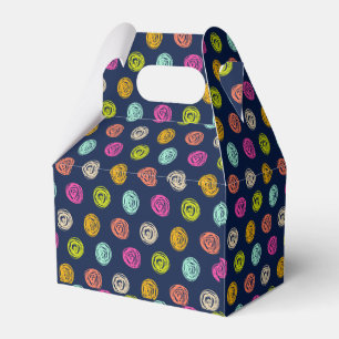 Rainbow Doodle Dot Confetti on Navy Favor Box