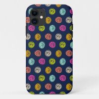 Rainbow Doodle Dot Confetti on Navy Wrapping Paper