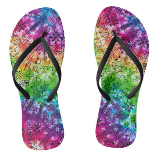 Rainbow Doodle Flip Flops