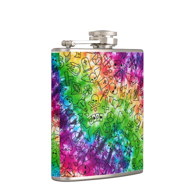 Rainbow Doodle  Hip Flask (Right)