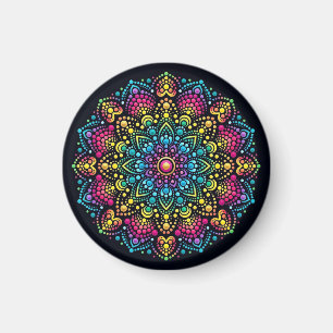 Rainbow Dot-Painted Mandala Magnet