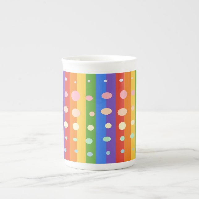 RAINBOW DOT SRIPES BONE CHINA MUG (Front)