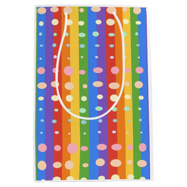 RAINBOW DOT SRIPES MEDIUM GIFT BAG (Front)