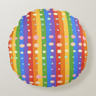 RAINBOW DOT SRIPES ROUND PILLOW