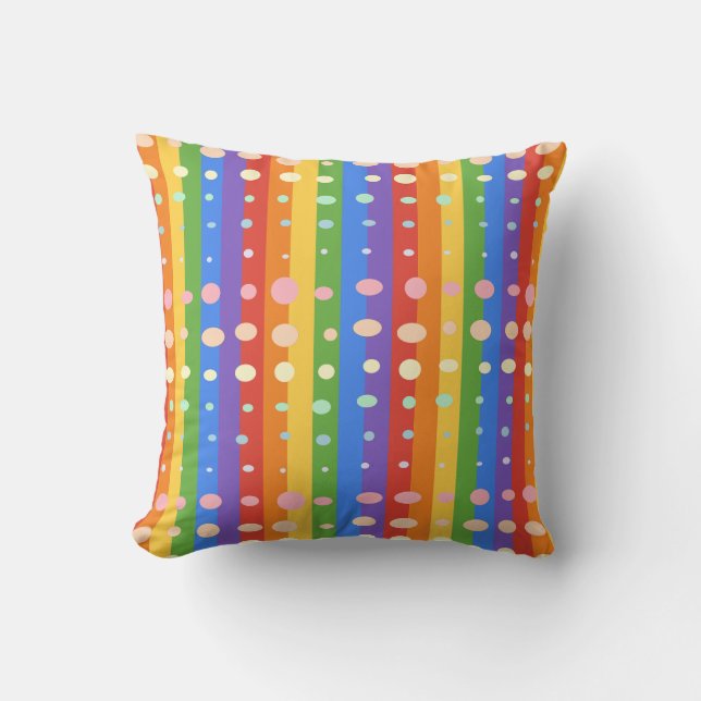 RAINBOW DOT SRIPES THROW PILLOW (Front)