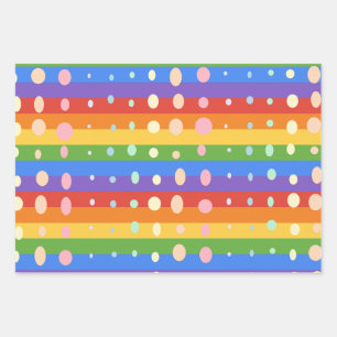 RAINBOW DOT SRIPES WRAPPING PAPER SHEET