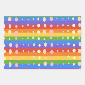 RAINBOW DOT SRIPES WRAPPING PAPER SHEET
