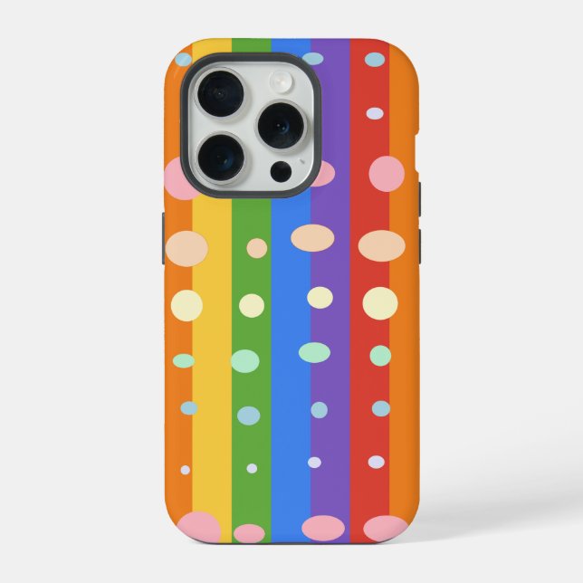 RAINBOW DOT STRIPES iPhone CASE (Back)