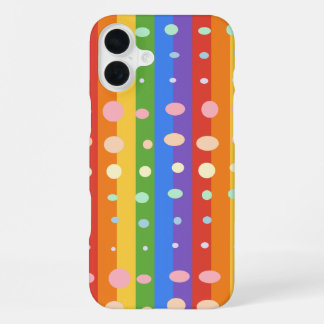 RAINBOW DOT STRIPES iPhone 16 PLUS CASE