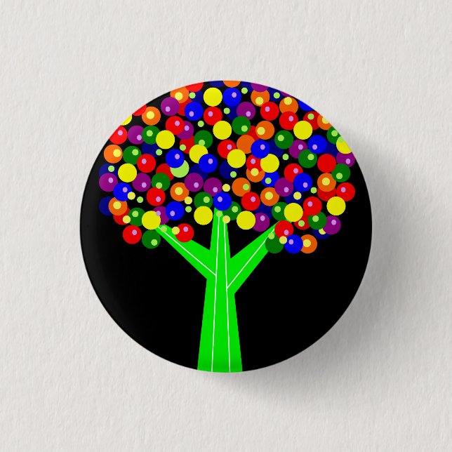 Rainbow Dotberry Tree 1 Inch Round Button (Front)