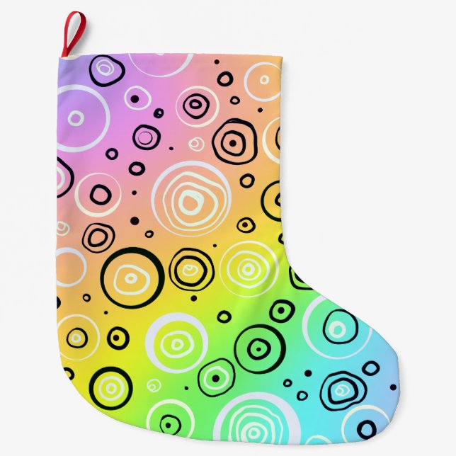 Rainbow Dots and Circles Large Christmas Stocking (Front)
