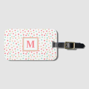 Rainbow Dots in Pink, Green and Blue Monogram Luggage Tag