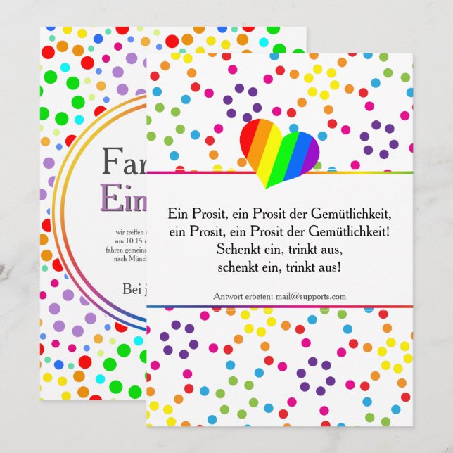 Rainbow Dots  Invitation (Front/Back)