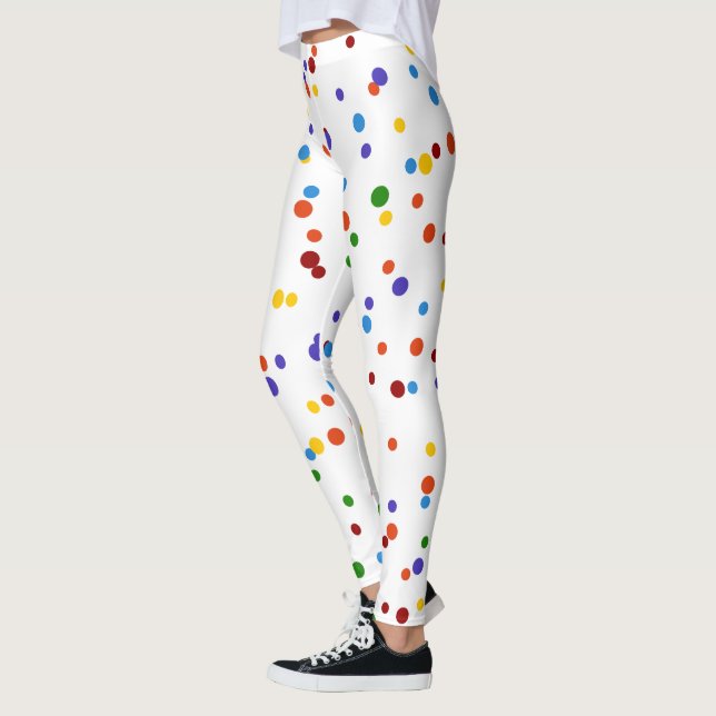 Rainbow Dots Multi-colour Polka Dot Yellow Confett Leggings (Left)