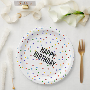 Rainbow Dots pattern Birthday Party Paper Plate