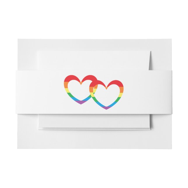 "Rainbow Double Hearts" Belly Bands Invitation Bel Band (Front Example)