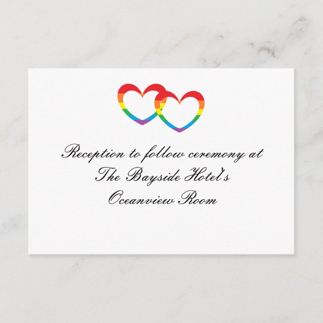 "Rainbow Double Hearts" Reception Cards (Front)