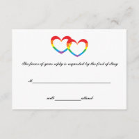 "Rainbow Double Hearts" RSVP Cards
