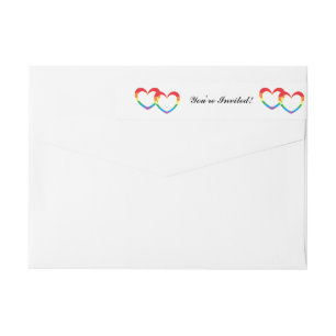 "Rainbow Double Hearts" Wrap Around Address Labels