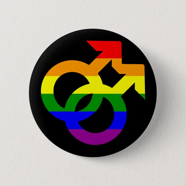 Rainbow Double Male Symbol 2 Inch Round Button (Front)