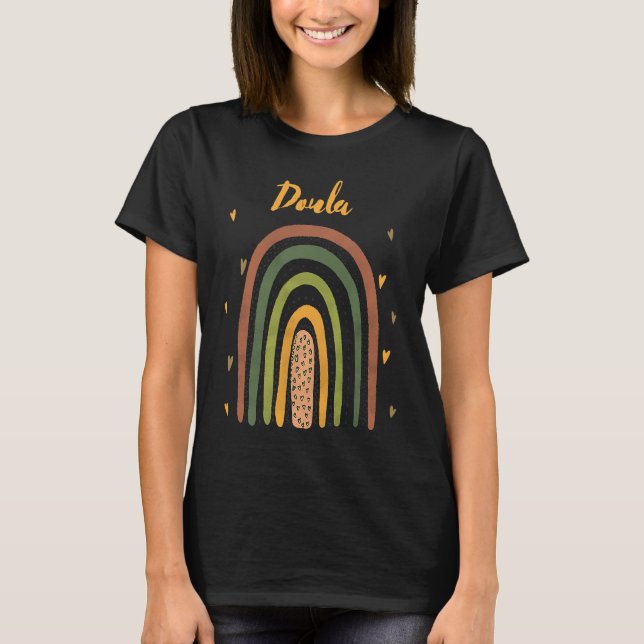 Rainbow Doula Birth Worker Doula T-Shirt (Front)